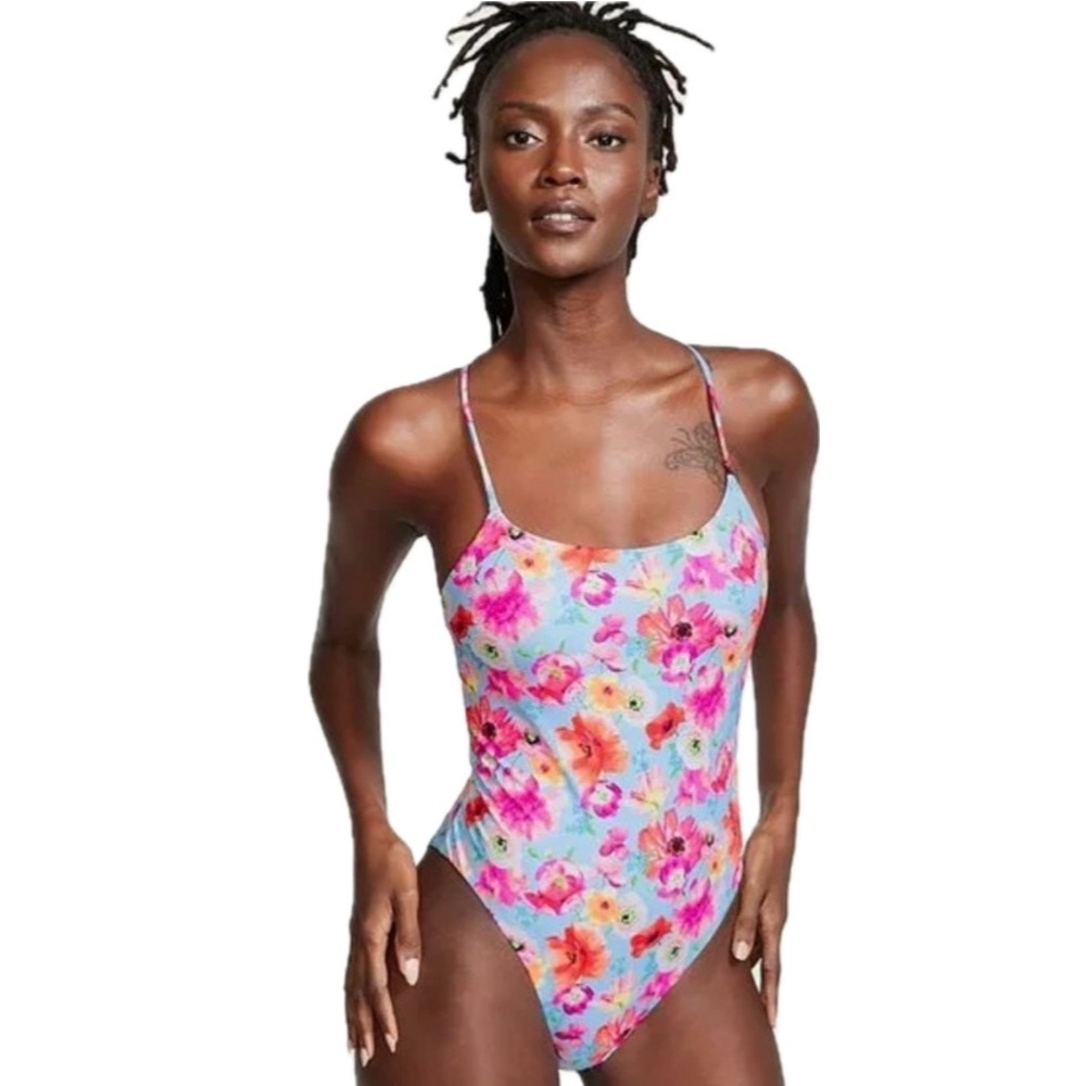 NWOT - Victoria Secret PINK Scoop Floral Vibrant Floral Tropical One Piece Swim